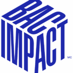 Logo de BAC Impact en lettres bleues stylisées formant un cube.