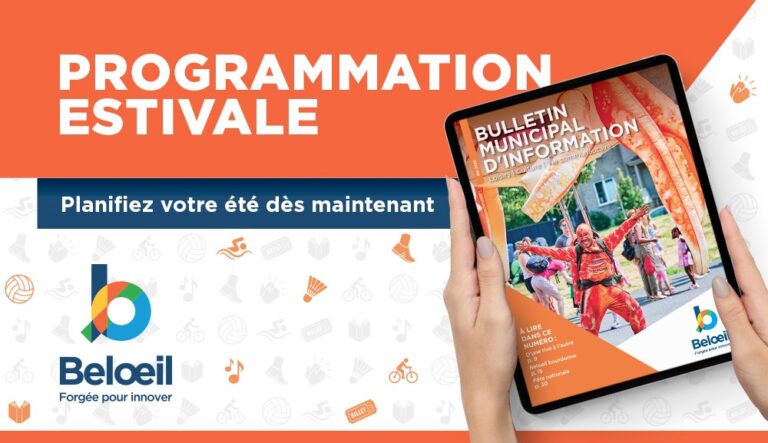 Visuel promotionnel de Beloeil annonçant la programmation estivale et invitant à planifier son été.